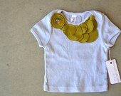 Grey Ruffle Shirt with Circle Flower petals size 12-18 months READY TO SHIP