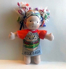 10 inch waldorf doll Veggie Burger upcycle dress American Girl boutique