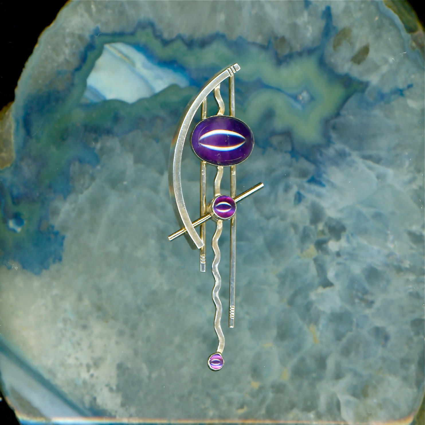 Amethyst Brooch Sterling Silver