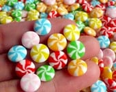 Fake Peppermint Candy (12 pcs) Faux Candy Cupcake Topping Miniature Sweets Deco Decoden Earrings Making FCAB019