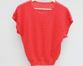 80s vintage red textured slouchy sweater shirt - Medium