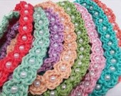 Crochet Girl's Headband - Rosettes & Pearls (MADE TO ORDER)