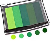 Thumbprint Fingerprint Wedding Tree ink pad, 5 shades of green, acid free, fade-resistant inks, wedding tree fingerprint inks