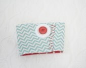 Coffee Cozy Sleeve- Aqua Chevron and Red