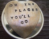 Graduation gift - Real working compass - secret message -Oh the place you'll Go - hand stamped - you can personalize your own quote as well