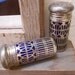 Cobalt Glass Silver Plated Art Deco S&P Shakers Antique Filigree Cut Out Sleeved Glass Elegant Beauties