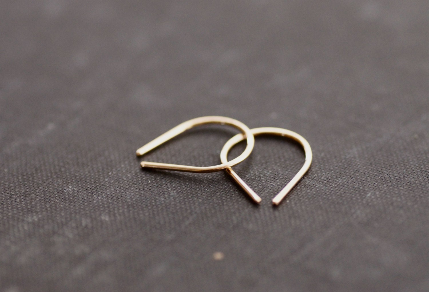 Tiny Upside Down Teardrop Hoop Earrings - 14kt Gold Fill or Sterling Silver