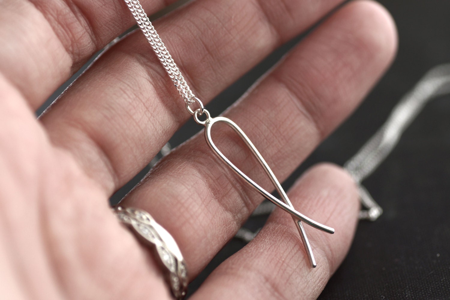 E is for Emmy, Pick Your Letter, Custom Initial Letter Necklace, Sterling Silver on Chain