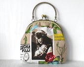 Vintage flowers,vintage inspired framed bag,little hand bag