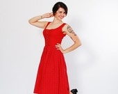 20% OFF - Vintage Dirndl - 1960s Dress - Rose Red