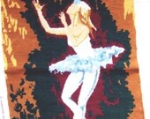 Vintage French ballet dancer needlepoint tapestry