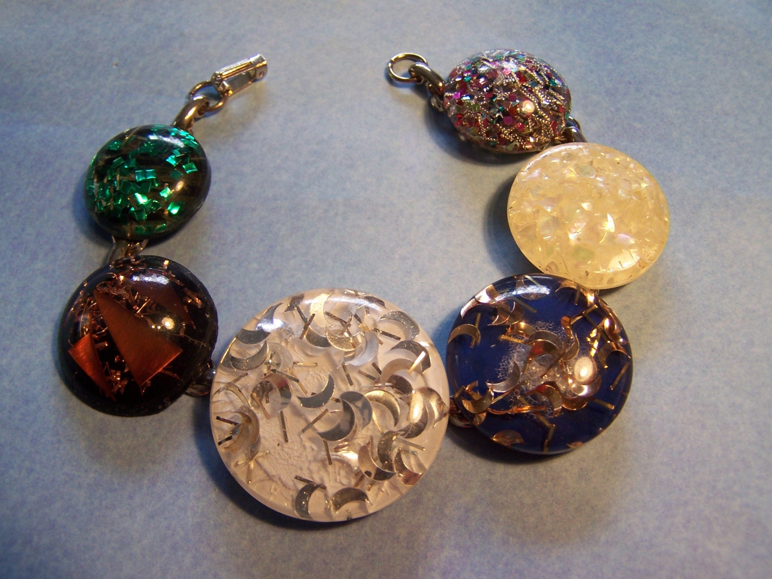 Re Purposed vintage Confetti Lucite Bracelet.