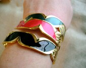 SaLe -vintage enamel cuff bracelets - retro trio