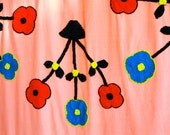 Vintage 1960s Large Floral Hippy Fabric // Bed Cover // Flower Child