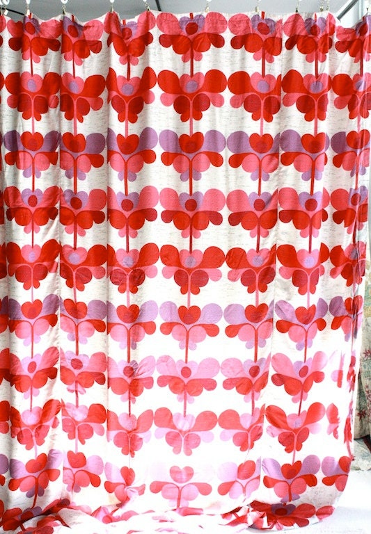 Vintage 1960s Abstract Bark Cloth  Bed Cover // Polka Dots