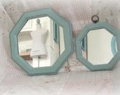 MIRRORS Pair of Light Blue Octagon Robin's Egg Blue Wall Mirrors