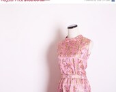 Cleopatra Egyptian Long 1960s Maxi Pink Pharaoh Novelty Dress / Novelty Print / 1960s Dress  / Dress / Dresses / Vintage Dress /  1446