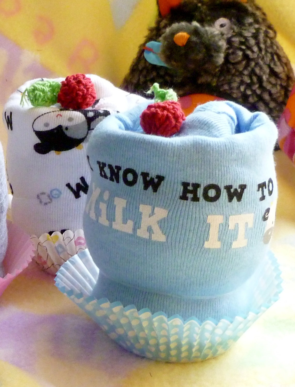 Infant Onesie Cupcake....Moo...Cow...Boy, Girl or Neutral..Baby Shower..Baby Gift...Farm Themed Baby Shower