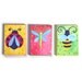 Art for Girls Nursery, 3 LITTLE BUGS, Set of 5x7 Acrylic Canvas Art for Kids Rooms