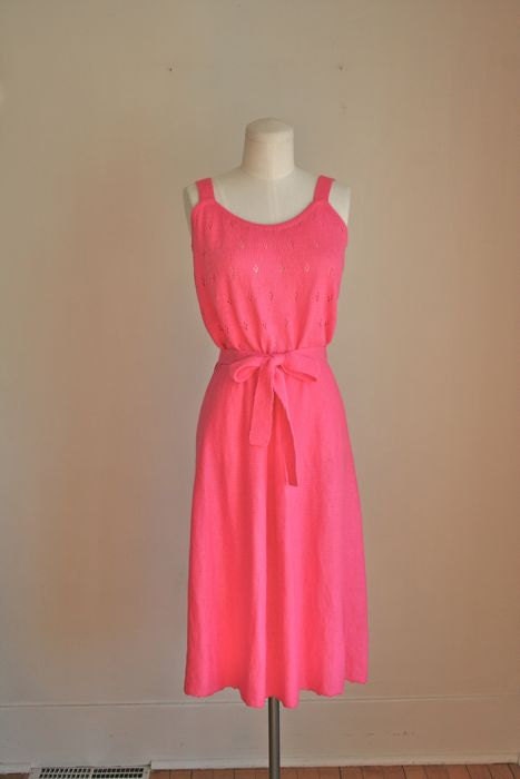 vintage sweater dress - FAREWELL-to-SPRING pointelle dress / S-M
