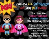 Superhero Birthday Invitation Boy Girl Superhero Birthday Party Invitations Printable or Printed