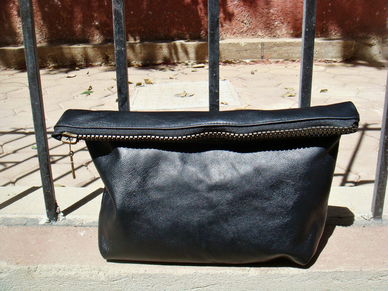 Black Leather Clutch Bag