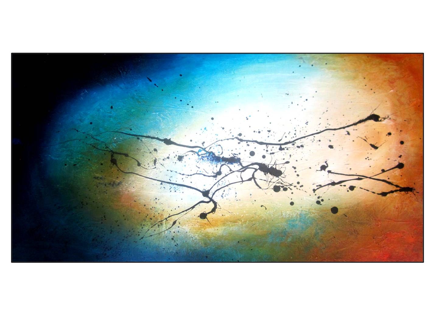 SUPER SALE. Original Blue Modern Abstract Painting. 36". Title"Imaginarium" by RSchoeffel
