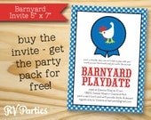 Barnyard Farm Party Birthday Shower Old McDonald Invitation JPEG PDF Download