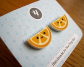Lemon Slice Shrink Plastic Stud Earrings