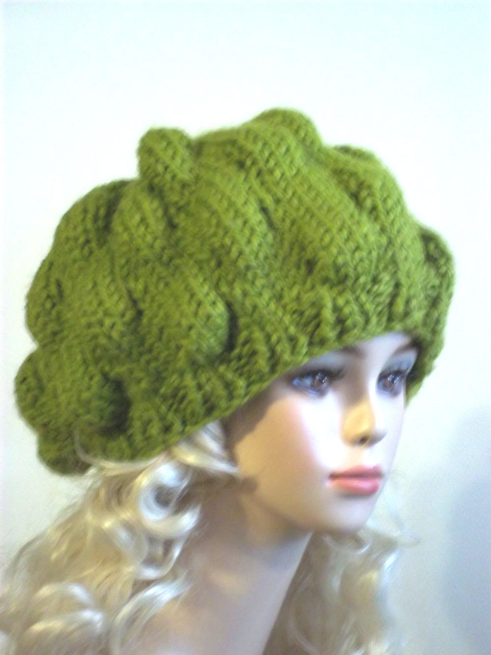 Slouch Knit for Women Teen Chunky Hat Green