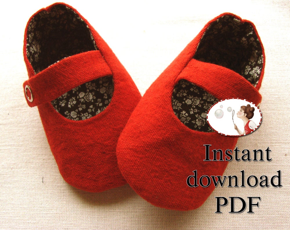 Baby Shoe Sewing Pattern  Red Mary Jane Booties DIY