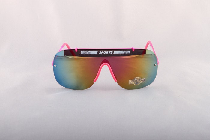 Vintage 80s Neon Multi Colored Aviator Sunglasses with Mirrored lenses