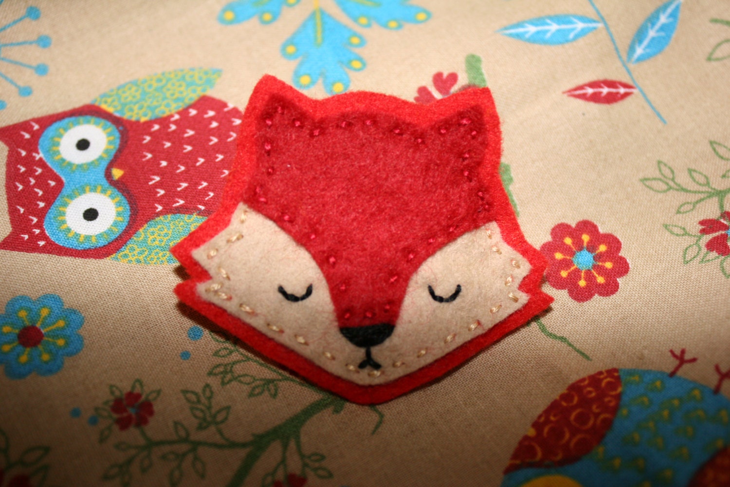 Rusty the Sleepy Fox Brooch