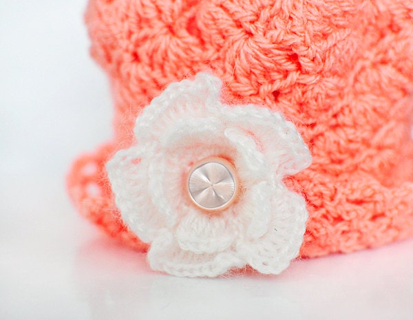 Newborn cute HAT soft Coral Pink White Baby Shower Birthday Gift warm children kids accessories for winter