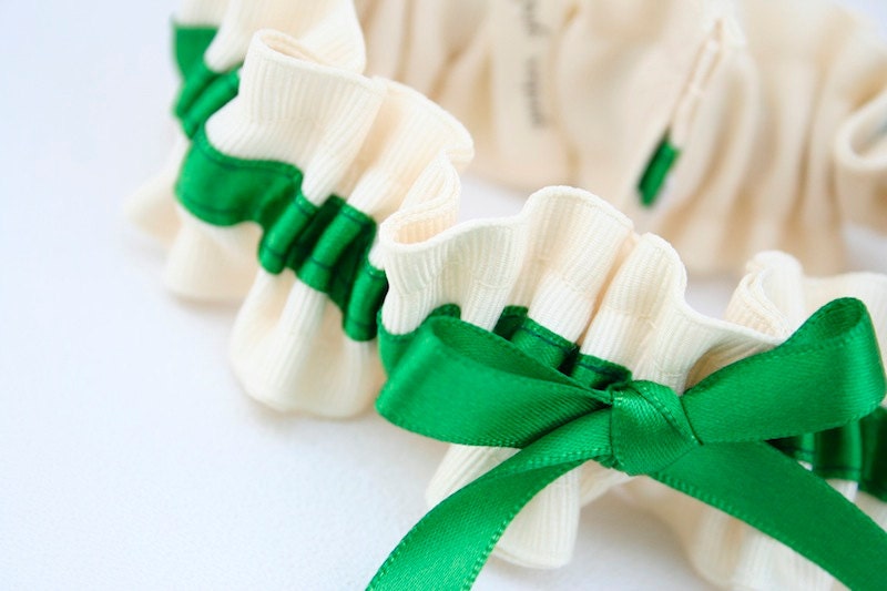 Wedding Garter - Emerald Green Bridal Garter - Discount Clearance Sale