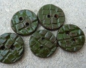 Shiny Stamped Dark Green Buttons