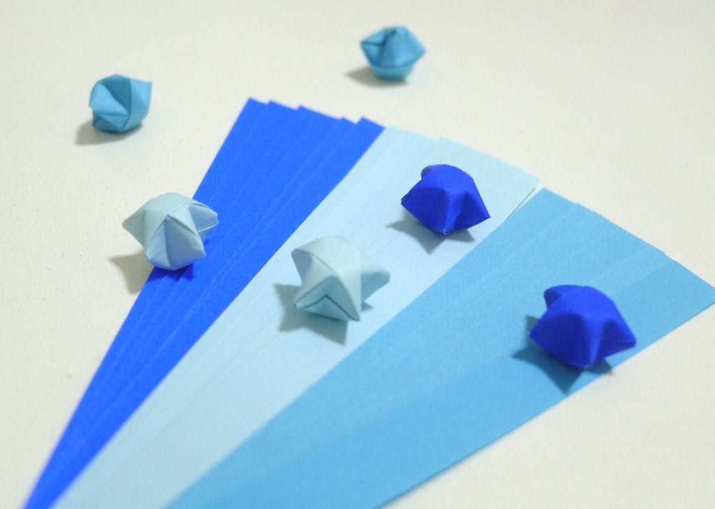 Summer Bliss - Ocean Blue Origami Lucky Star Paper Strips - pack of 90 strips