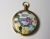 Blue Tit Birdseeker Miniature Embroidery Brass Frame