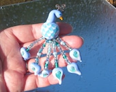 Handmade lampwork brooch - one of a kind - Proud as a Peacock