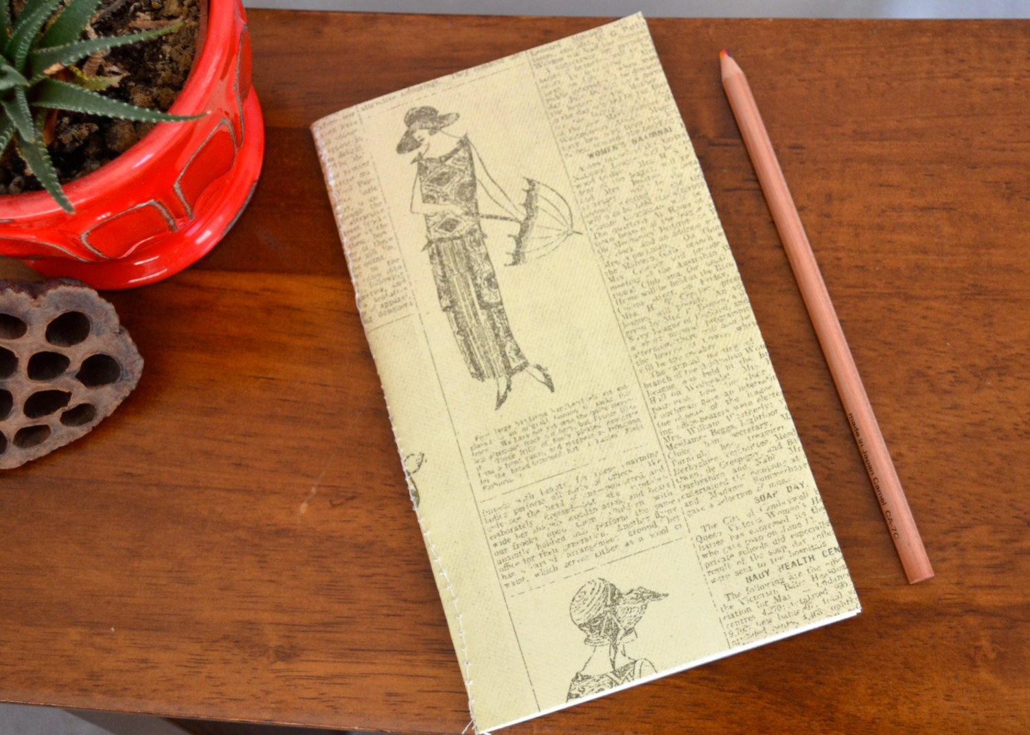 Moleskine Notebook, Blank Journal, Sketchbook, Newspaper Print, FREE SHIPPING