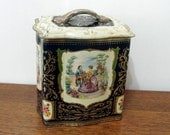 Vintage Victorian Look Tin Container With Lid Home Decor