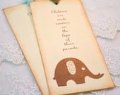 Elephant Bookmarks Baby Shower Favors Neutral You Choose Ribbon Color