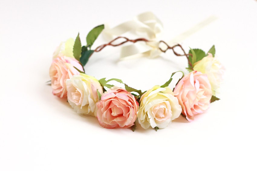 rose crown headband hair wreath - 'hey indio', romantic statement headpiece, large flower crown, oversized, woodland.
