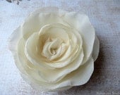 Wedding Hair Flower- Ivory Vanilla Cream Chiffon, Bridal Accessory, Made To Order