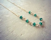 Faceted Green Onyx Gold Necklace // Emerald Green Gemstones