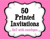 50 PRINTED INVITATIONS , 5x7 Invitations with Envelopes , SHIPS within 1-2 days by The Trendy Butterfly Il_170x135