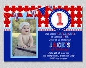 Patriotic Red White and Blue Firecracker Birthday Invitation Boys or GIrls Il_170x135