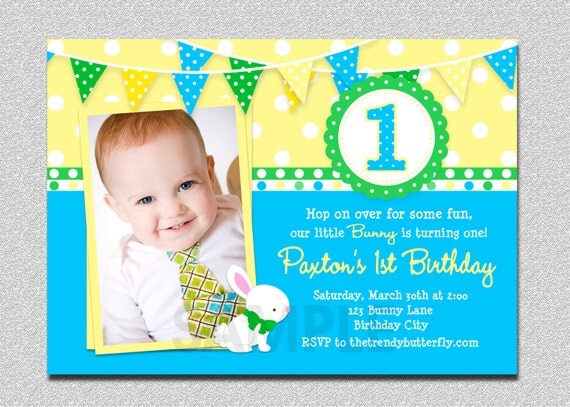 Boys Bunny Rabbit Birthday Invitation , Boys Birthday Party Invitation Printable Il_570xn