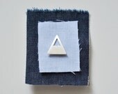 Snowy Mountain Brooch - Sterling Silver lapel Pin Pinback Button