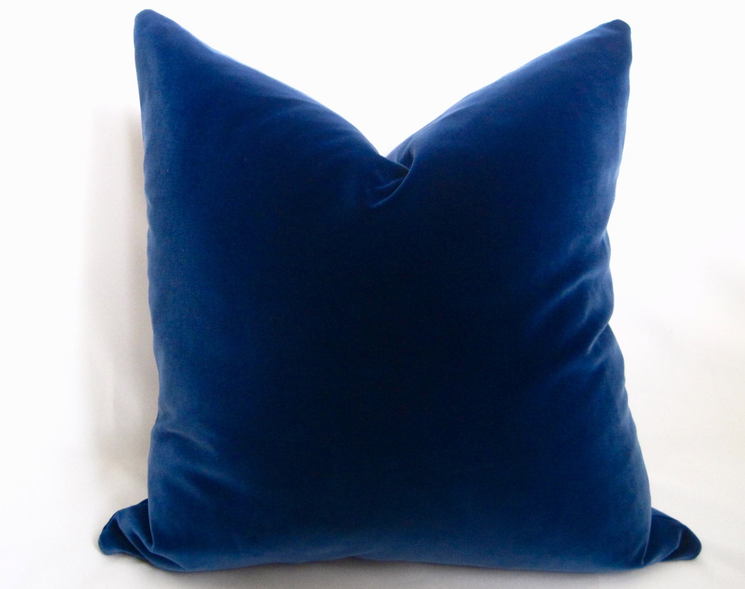 Belgium Cotton Velvet Pillow - Blue - 20 inch - BOTH SIDES - Royal Blue Pillow - Navy Pillow - Navy Velvet Pillow - Decorative Pillow